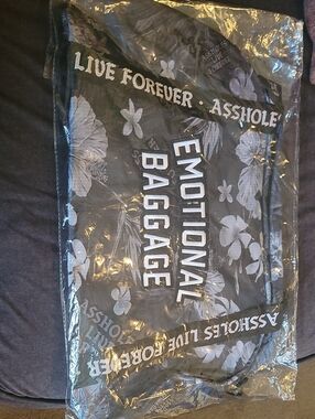 A**holes Live Forever Emotional Baggage Floral DuffelBag in Black & White NWT